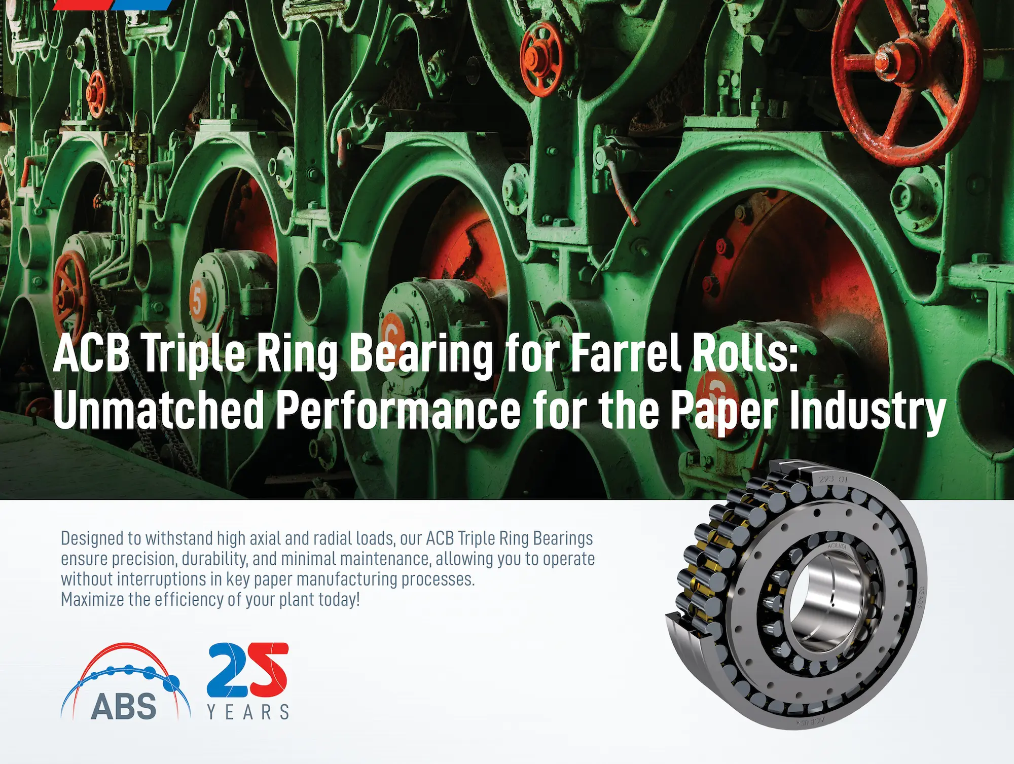 ACB Triple Ring Bearings for the Paper Industry – Farrel Rolls